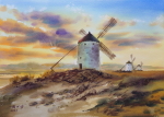 Windmills in Spain_painted by Lai Ying-Tse 賴英澤 繪